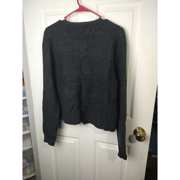 Cynthia Rowley Woman L Sweater Grey Buckle Front Cardigan Long Sleeve - Picture 9 of 9